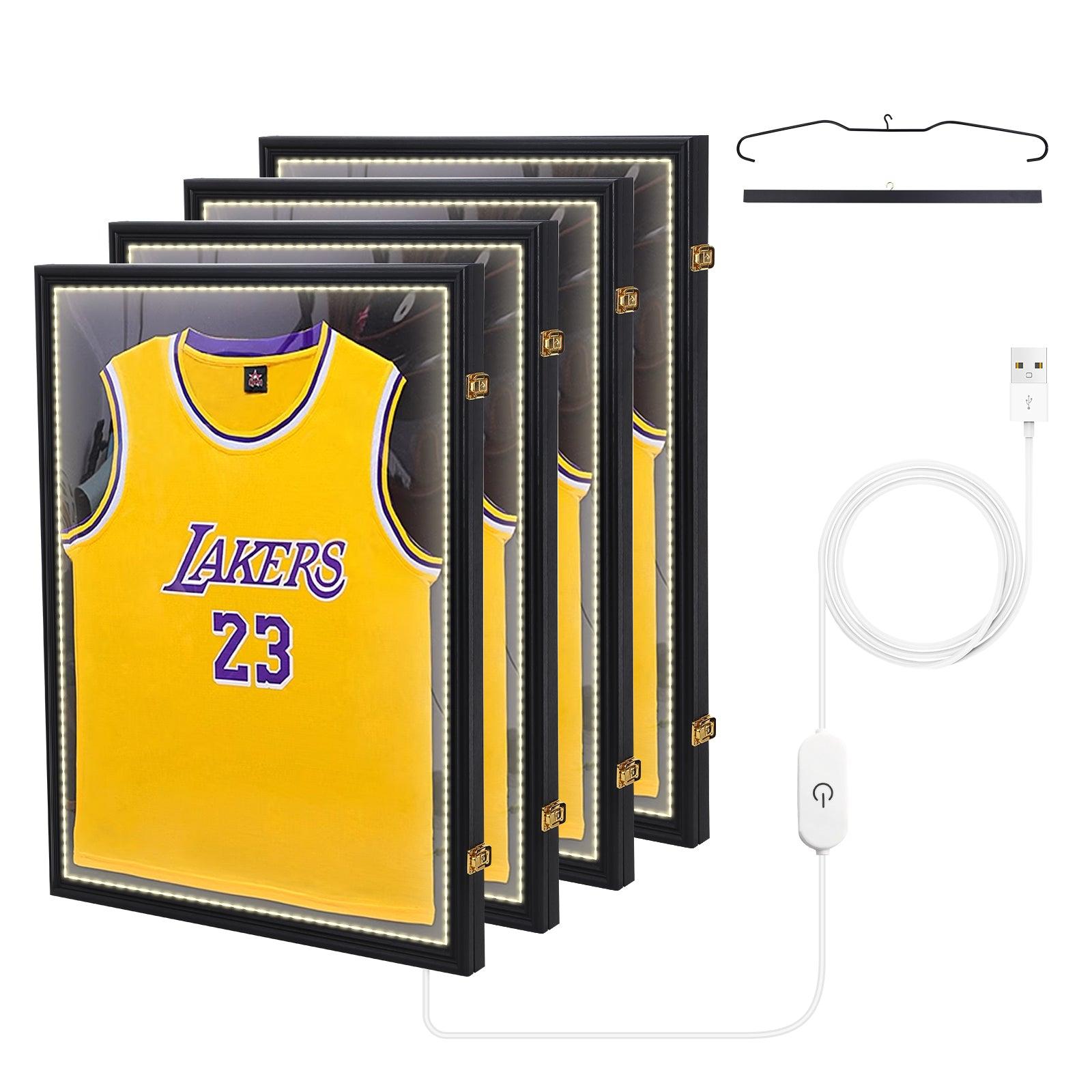 Nice C Lighted Jersey Frame, LED Display Case for Football & Basketball, Valet Pinboard - 4 Pack image