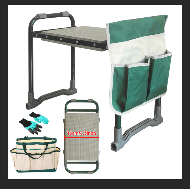 Nice C Garden Kneeler and Seat, Garden Stool, Garden Kneeler, Foldable Gardening Stool, Gardening Gifts for Women, Heavy Duty Garden Bench, Garden Kneelers for Seniors, with Tool Pouch&Gloves (Green) image