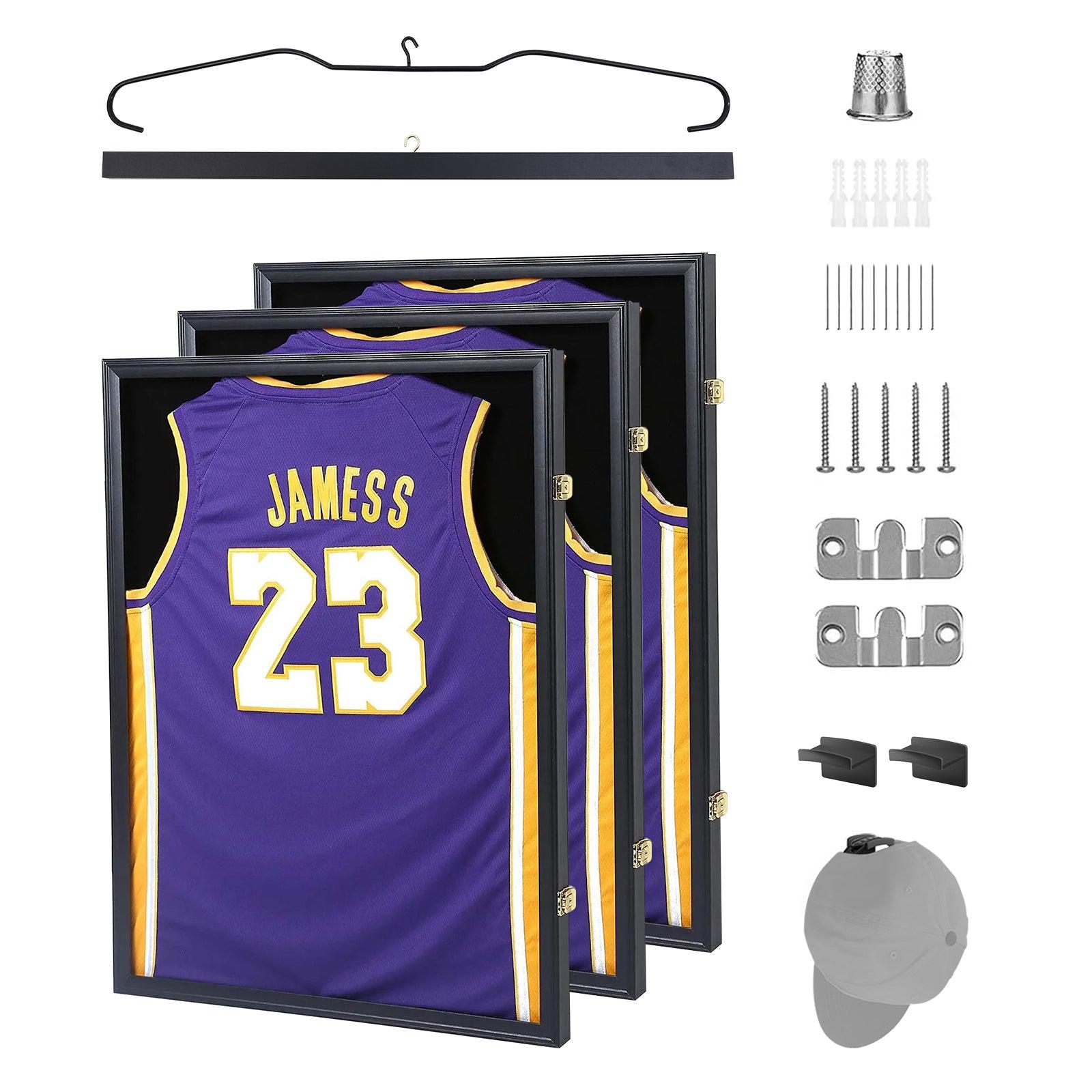 Nice C Jersey Frame Display Case, Shadow Box with Photo Slots, 98% UV Protection, Acrylic, Football & Basketball - 3 Pack image
