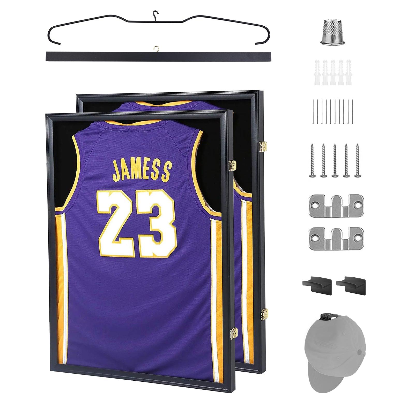 Nice C Jersey Frame Display Case, Shadow Box with Photo Slots, 98% UV Protection, Acrylic, Football & Basketball - 2 Pack image