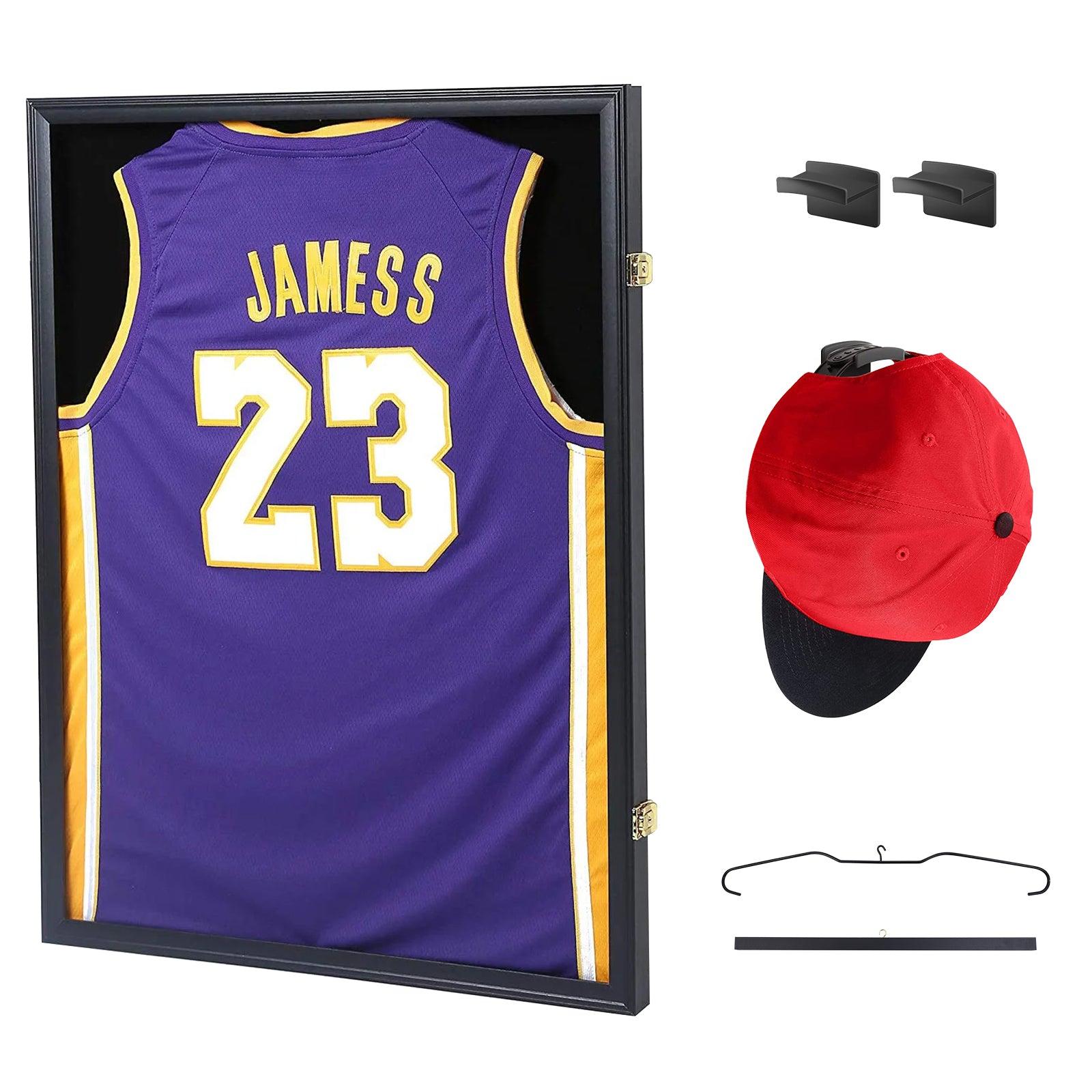 Nice C Jersey Frame Display Case, Shadow Box with Photo Slots, 98% UV Protection, Acrylic, Football & Basketball - 1 Pack image