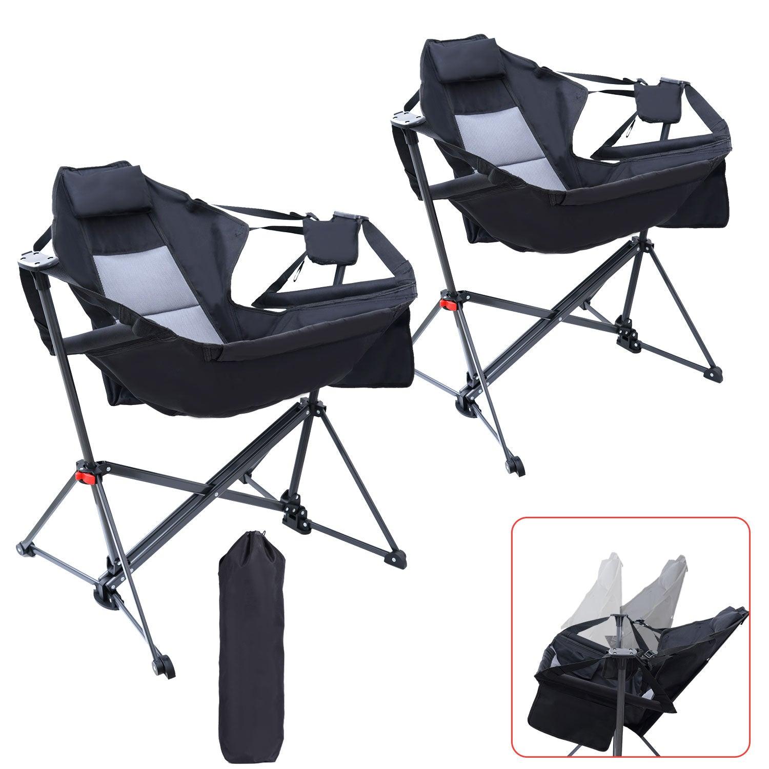 Nice C Swinging Hammock Chair, High Back Camping Chair with Stand and Storage - 2 Pack image