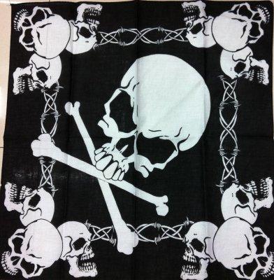 BN216 Bandana-Skulls & Barbed Wire [Large Skull in Center ] image