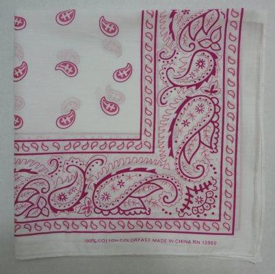 BN404 Bandana-White with Pink Paisley image