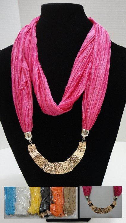 Scarf Necklace-Loop Scarf w/ Golden Charms image