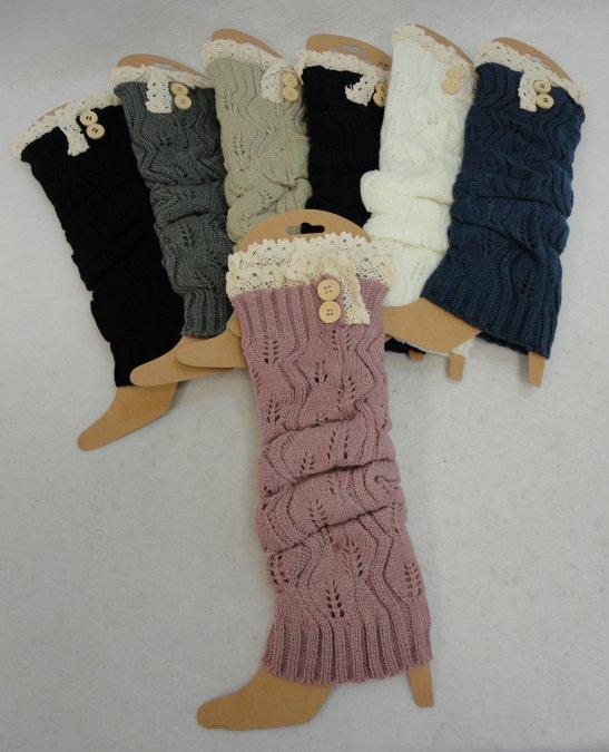 Knitted Leg Warmers [Antique Lace/2 Buttons] image