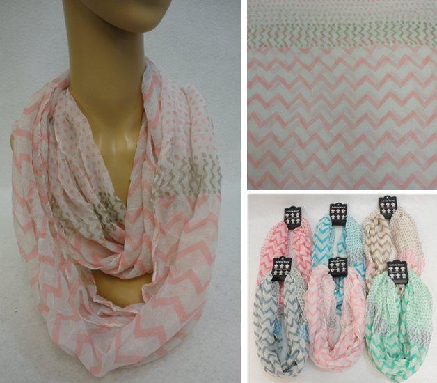 SC1160CL Light Weight Infinity Scarf [Chevron & Polka Dots] image