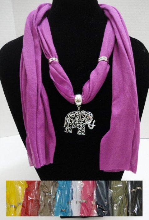 SC1125CL Scarf Necklace-Scrollwork Elephant 70" image