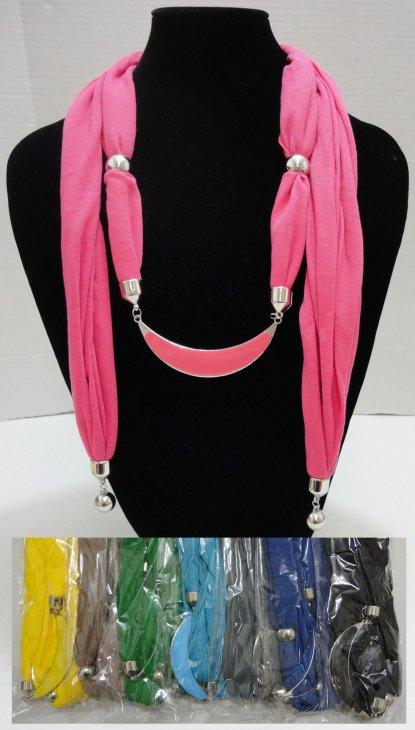 Scarf Necklace--Crescent Moon with End Charms 70" image