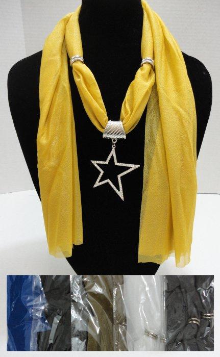 Scarf Necklace-Rhinestone Star 68" image