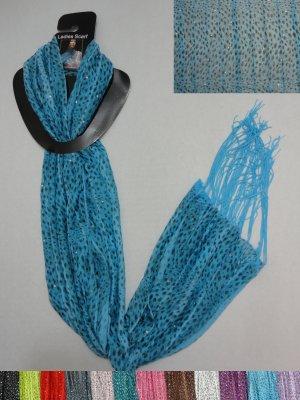 Sheer Scarf with Fringe--Leopard/Pinstripe/Sparkle image