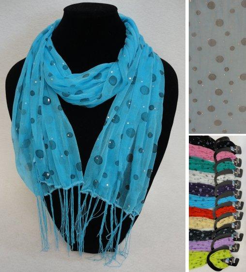 Sheer Scarf with Fringe--Polka Dots/Sparkle image