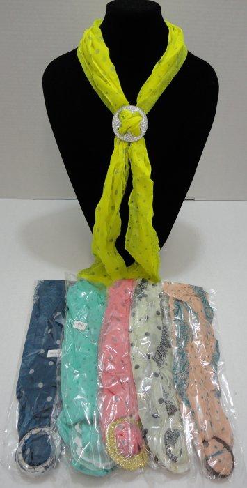 SC2002CL Fashion Scarf with Slide Buckle [Polka Dots & Paisley] image