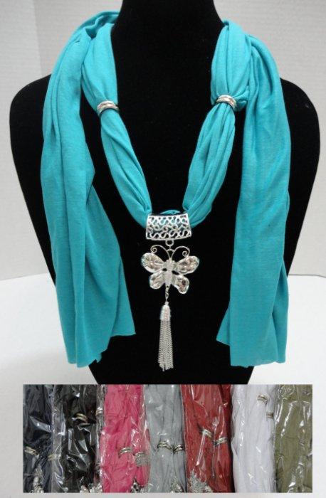 SC1116CL Scarf Necklace-Butterfly with Tassels 70" image