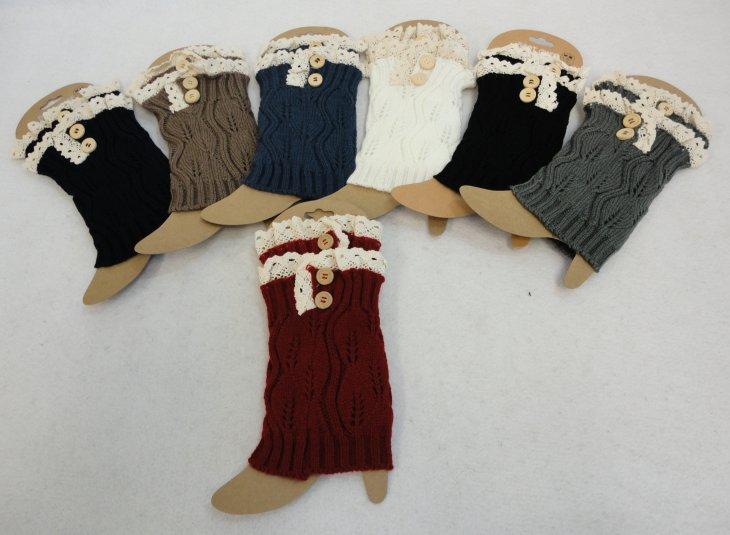 Knitted Boot Cuffs with Antique Lace [2 Buttons] image
