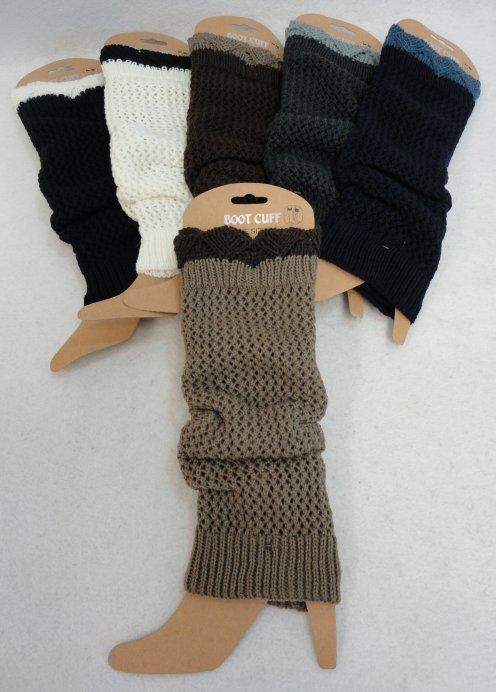 WN868CL Knitted Leg Warmers [Two-Tone Loose Knit] image