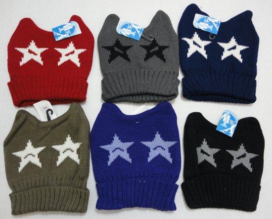 WN636CL Knitted Hat with Horns [Starry Eyes] image