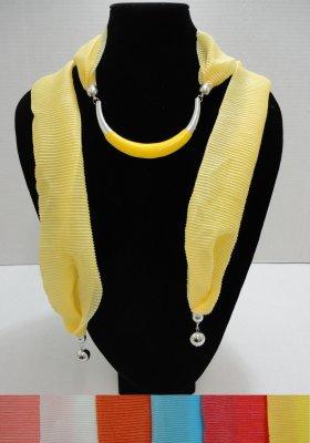 Scarf Necklace--Crescent Moon with End Charms [Ribbed Scarf]-72" image
