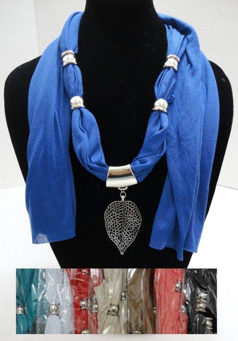 SC1127CL Scarf Necklace-Filigree Leaf 68" image
