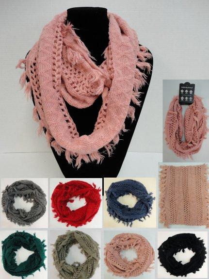 SC7122CL Knitted Infinity Scarf [Fringe/Loose Knit] image