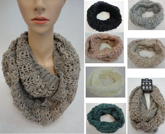 SC7131CL Knitted Infinity Scarf [Metallic & Sequin Accent] image