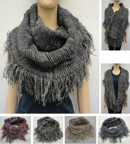 SC7133CL Knitted Infinity Scarf with Fringe [Tight Knit-Variegated] image