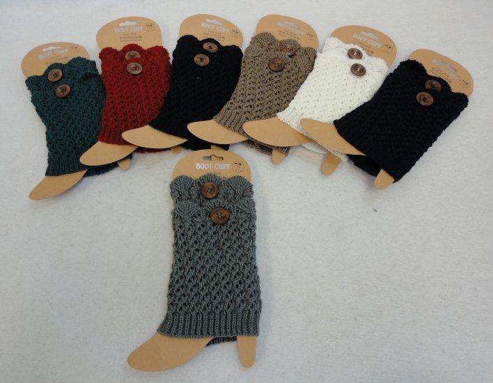 WN729CL Knitted Boot Cuffs [Scalloped Top with Button] image