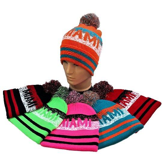 PomPom Knit Hat [MIAMI] Pixelated image