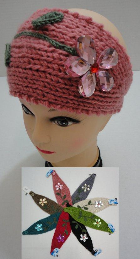 WN656CL Hand Knitted Ear Band [Jewel Flower] image