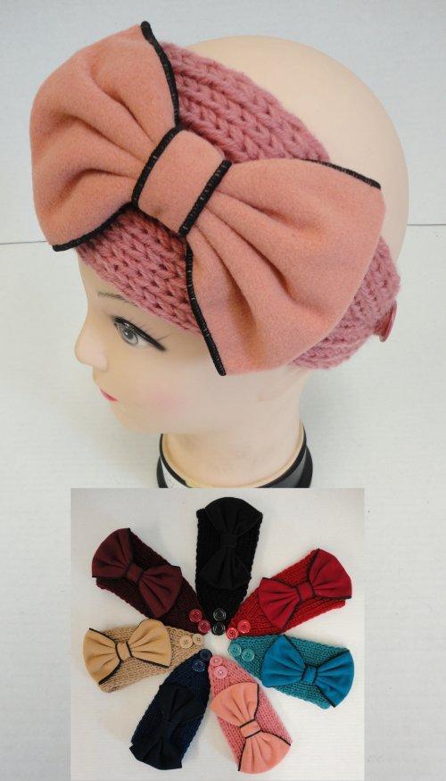 WN704CL Hand Knitted Ear Band [Lg Bow] image