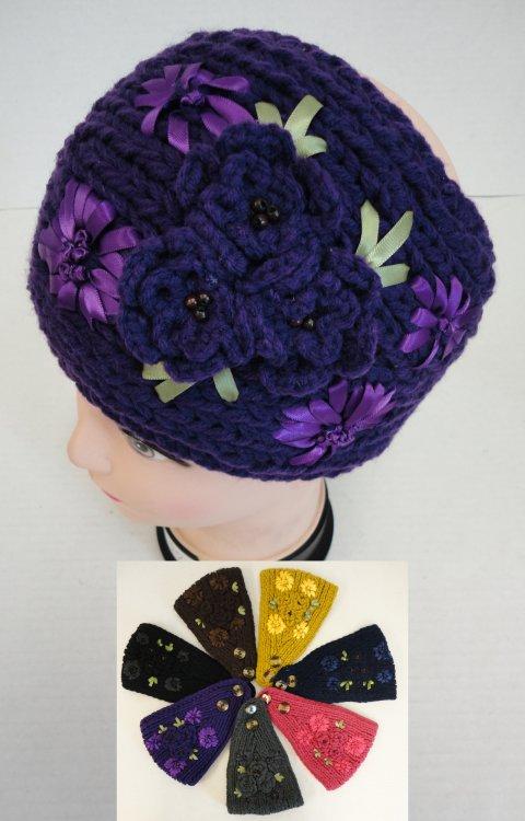 Wide Hand Knitted Ear Band [3 Flowers] image