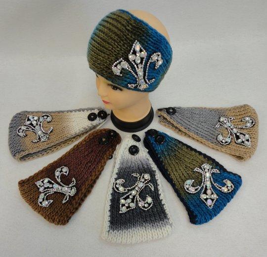 Wide Ear Band [Color Fade/Rhinestone Fleur de Lis] image