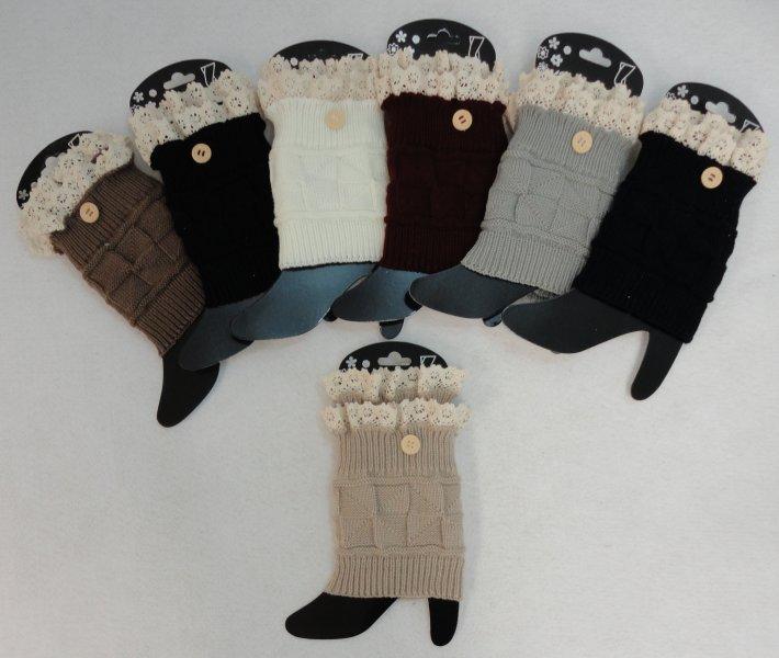 Knitted Boot Cuffs [1 Button-Antique Lace] image