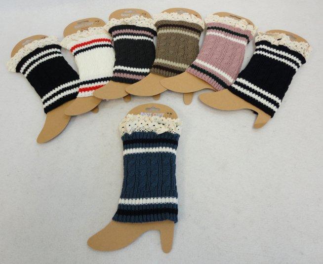 Knitted Boot Cuffs w Antique Lace [Cable Knit Varsity] image