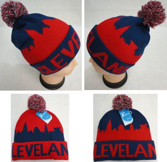 Knitted Hat with PomPom [ CLEVELAND -NR] City Skyline image