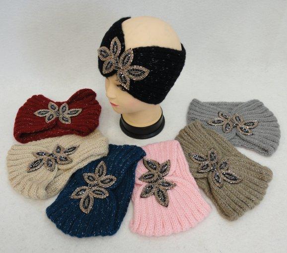 Hand Knitted Ear Band [Loop with Beaded Applique] image