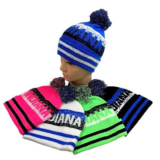 PomPom Knit Hat [INDIANA] Pixelated image