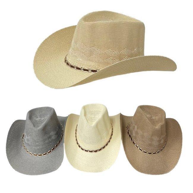 HT290 Gray/Tan Summer Mesh Cowboy Hat image