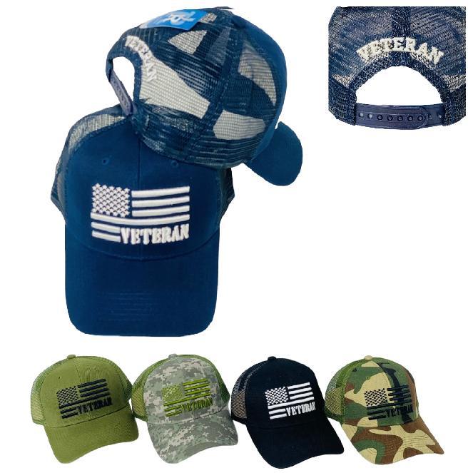 HT2171 VETERAN with Flag Mesh Hat image