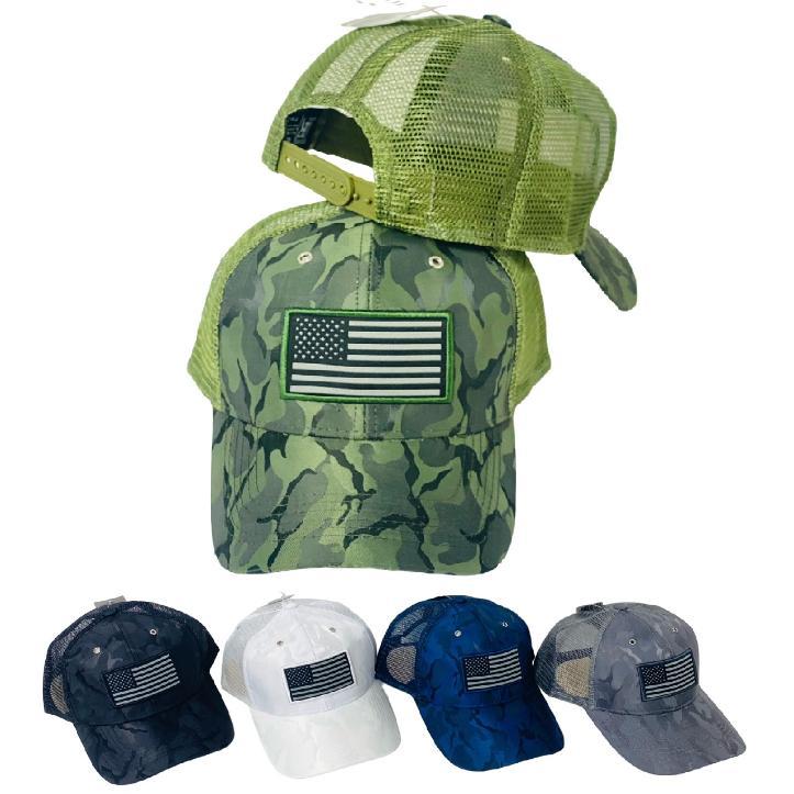 HT2724 Camo Mesh Hat [Black/Gray Flag Patch] image