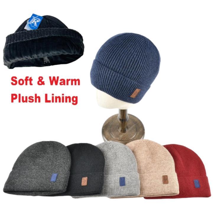 Knitted Super Soft Plush-Lined Cuffed Hat [Ribbed] image