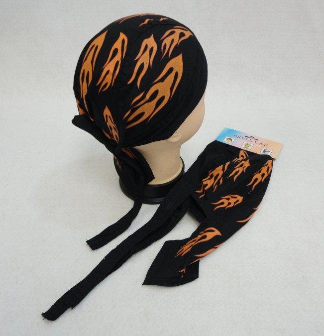BN508 Skull Cap-Black with Orange Flames image