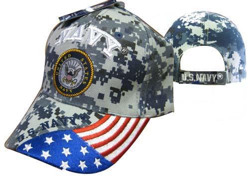 CAP602GC** Navy Emblem w/ Flag on Bill Cap Camo image