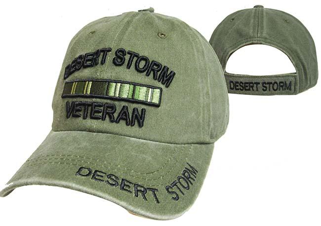 CAP483G ** Desert Storm Veteran Svc Ribbon Cap. Subdue OD Green image