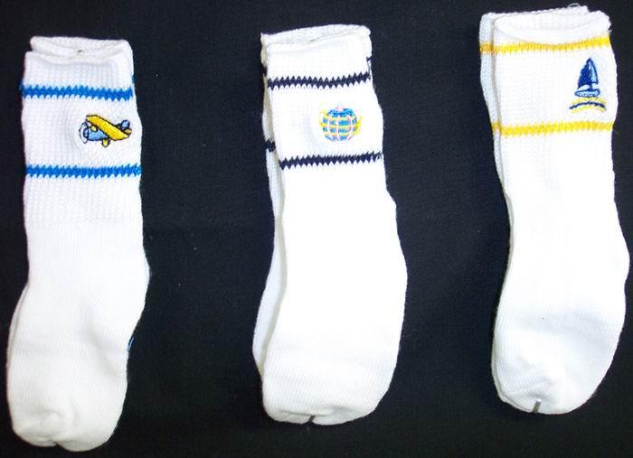 Socks  New Born Size White  Embroidered  Socks: 0-12 Mos image