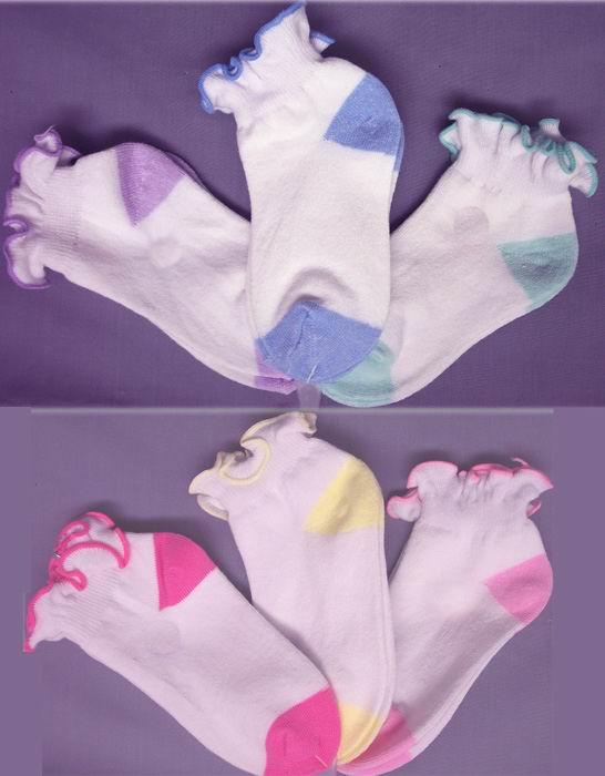 Girls Crew Socks  - With Lace.  Sizes: 9-11.  ( # P2305) image