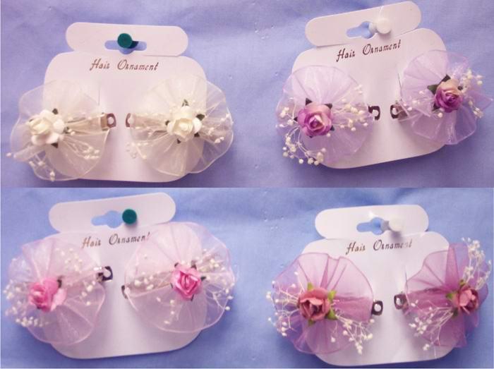 Girls  2Pc Mini  Hairbows   Sets  - Florals image