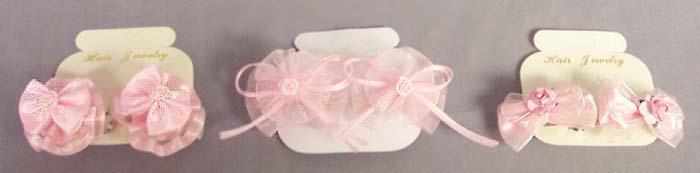 Girls  2Pc Mini  Hairbows   Sets  - Pink Color image
