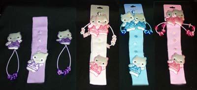 Hair Accessories 3Pc Headband & Pony Tail  Holder Set - For Girls image