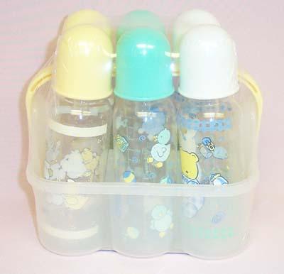 "Super Baby" 6 Pack - 8 Oz Baby Bottles & Caddy ( # 20085) image